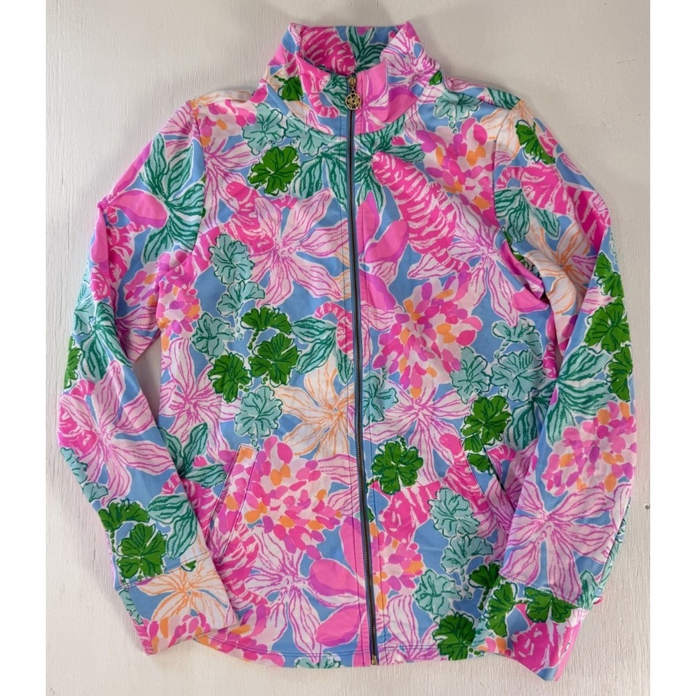 Lilly Pulitzer Leona Jacket Womens S Colorful Pink Floral Tropical Resort Preppy